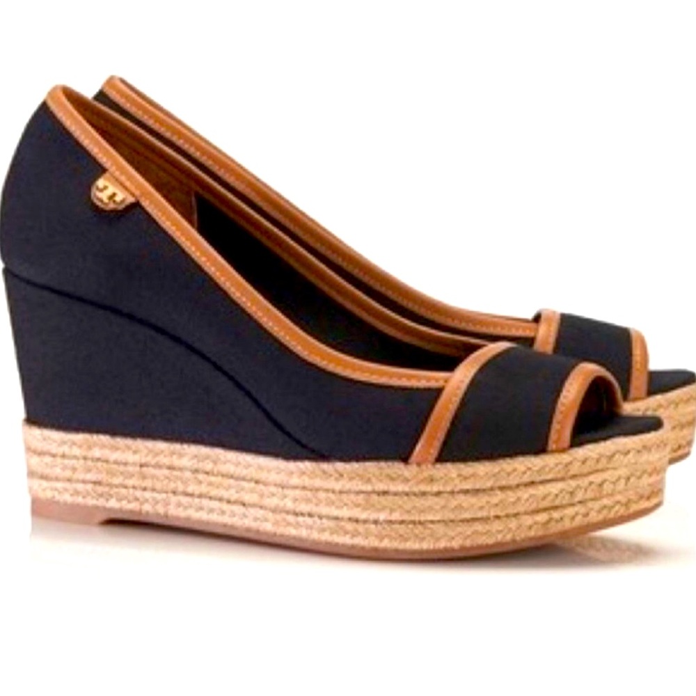 Tory Burch Black Wedge Sandals